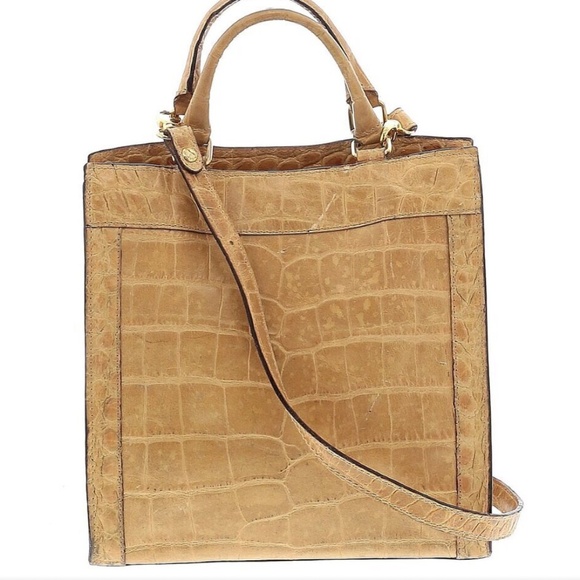 Dooney & Bourke Handbags - Vintage‎ Embossed Leather Tan Dooney & Bourke Mini Satchel w/ Detachable Strap